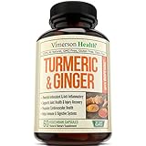 Turmeric Curcumin with Ginger &amp; Bioperine - Best Vegan Joint Pain Relief, Anti-Inflammatory, Antioxidant &amp; Anti-Aging Supplement with 10mg of Black Pepper for Better Absorption. 100% Natural Non-GMO