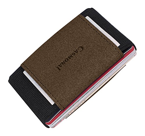 Casmonal minimalist slim wallet with elastic front pock…