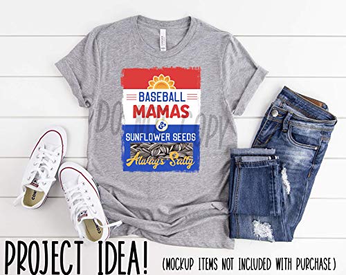 Baseball Mamas & Sunflower Seeds Always Salty 2 Pack of 9 inch by 11 inch Screen Print Transfers Ready to Press Full Color Heat Transfers