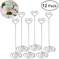 ULTNICE 12pcs Heart Shape Table Number Holders Name Card Holders Memo Clip