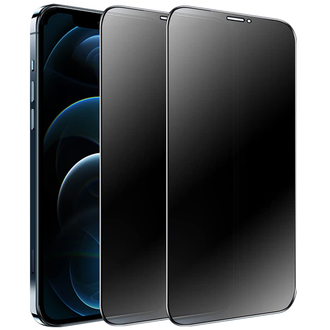 SOOPUR 2 Pack Compatible with iPhone 12 Pro Max 6.7" Matte Privacy Screen Protector, Anti-Glare Anti-Spy Scratch Resistant Tempered Glass Film, Anti-Shatter, Rounded Edge Full Coverage