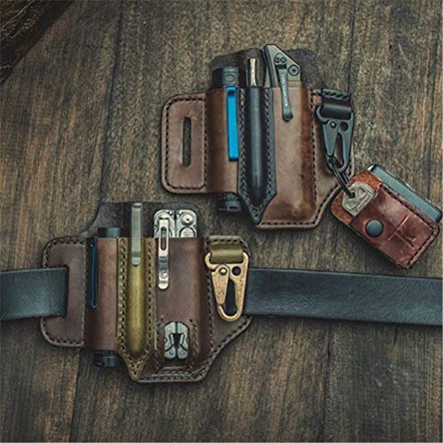 Linoni Taktischer Multitool-Halter aus Leder, EDC, Gürtelschlaufe mit Schlüsselhalter für Taschenlampe, Werkzeuge, Outdoor, Camping – Bild 6