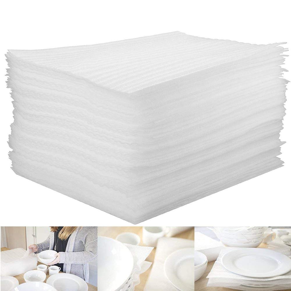 ASelected 100 Pcs Packing Supplies Cushion Foam Sheets 12" x 12" Foam Wrap Sheets to Protect Dishes China Glasses Plates for Moving House Packing