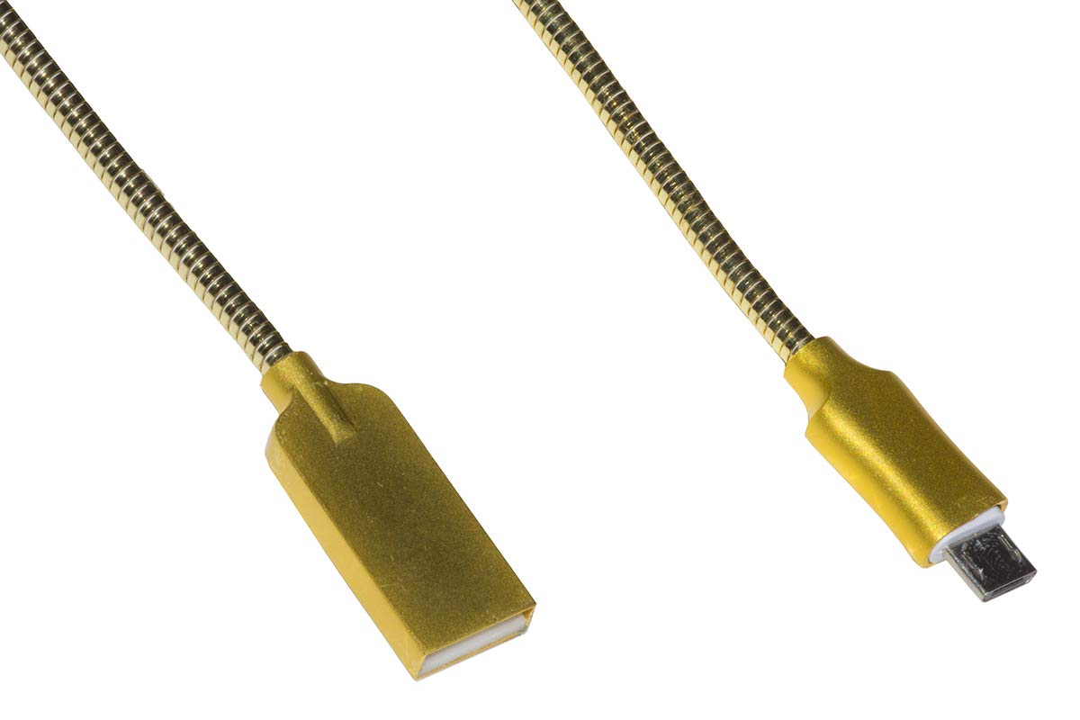 LINK LKGZ29 Micro USB Cable MT 1 Sheath Zinc Aluminium Gold Colour Up to 2 Amps Shielded Connector