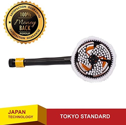 JapanX Car Wash Brush Rotating - Car Cleaning Brush Soft Bristle Round Brushes Duster - Car Duster Kit 2pcs Long Handle for Auto Exterior Car Window Windshield Small Car Dust for Interior Wipe Tools
