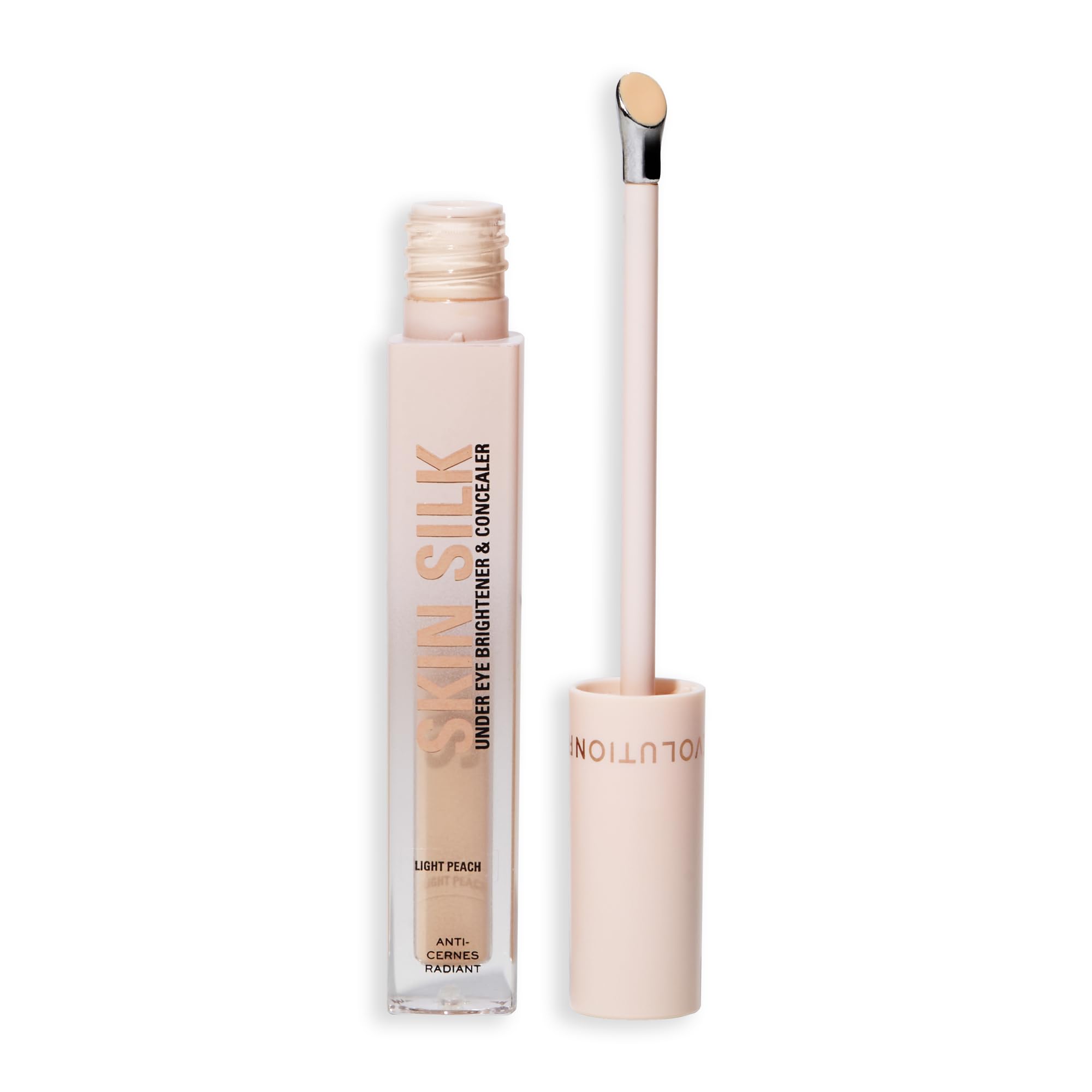 Revolution, Skin Silk Radiant Serum Under Eye Brightener, Hydrates & Smooths Under Eye with Hyaluronic Acid & Squalane, Vegan & Cruelty-Free, Light Peach, 4ml