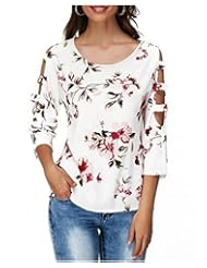 Apparel: Plus Size Ofenbuy Womens Cutout 3/4 Sleeve Floral Print Scoop Neck Tunic T Shirt Tops - Ofenbuy