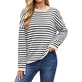 WANGZHI Womens Sweater Casual Knitted Striped Sweatshirt Long Sleeve Lightweight Cute Pullover Tops Trendy 2025 Fall