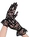METERO Peiloh AbbyLexi Women's Vintage Sheer Floral Lace Gloves with Wrist Ruffle, Black