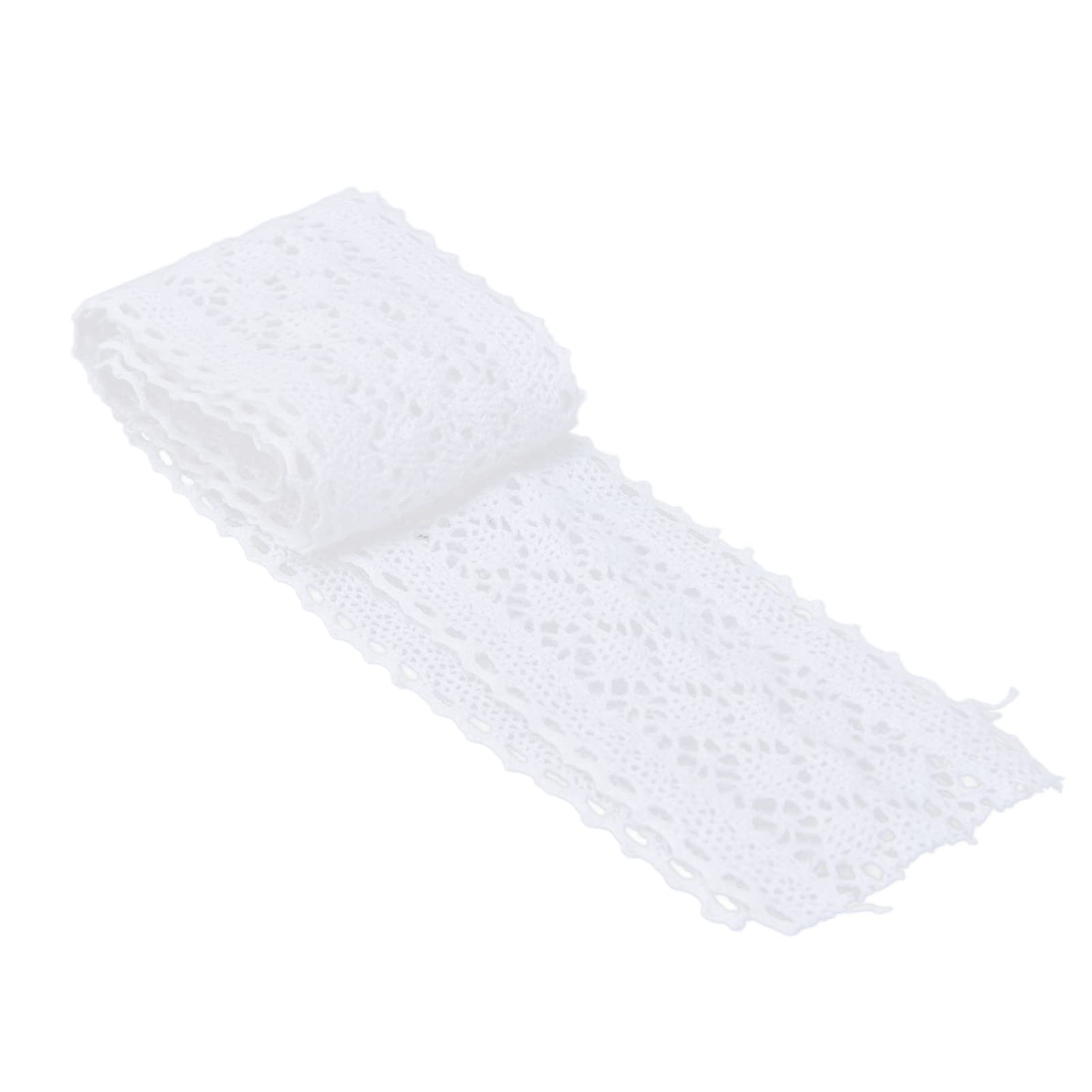 10 Yards Cotton Trim Lace Ribbon 5.8cm/2.28in Width with Exquisite Pattern for Cloth Decor Wedding Party(White)