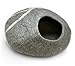 iPrimio 100% Natural Wool Eco-Friendly 40 cm Cat Cave - Handmade Premium Shaped Felt - Makes Great Covered Cat House and Bed for Cats & Kittens - for Indoor Cozy Hideaway - Medium Pod Soft Hoode(Gray)