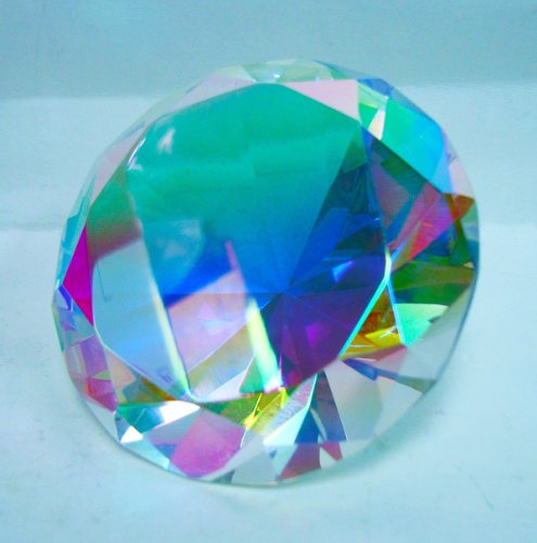 3.25" Crystal AB Glass Diamond Jewel Paperweight