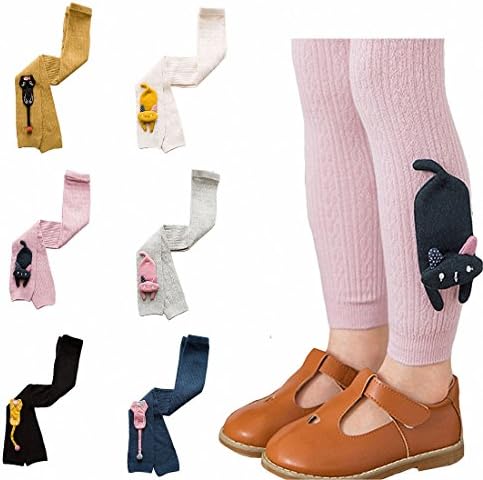 papala 6-Pack Baby Girls' Cotton Cat Cartoon Leggings Tights Pantyhose (M(3~5T))