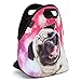 ICOLOR Happy Pug Insulated Neoprene Lunch Bag, Waterproof Food Storage Carrying Case, Boys Girls School Office Work Lunch Tote Bag Cooler, Kids Adults Travel Outdoor Picnic Food Container(HST-LB-054)