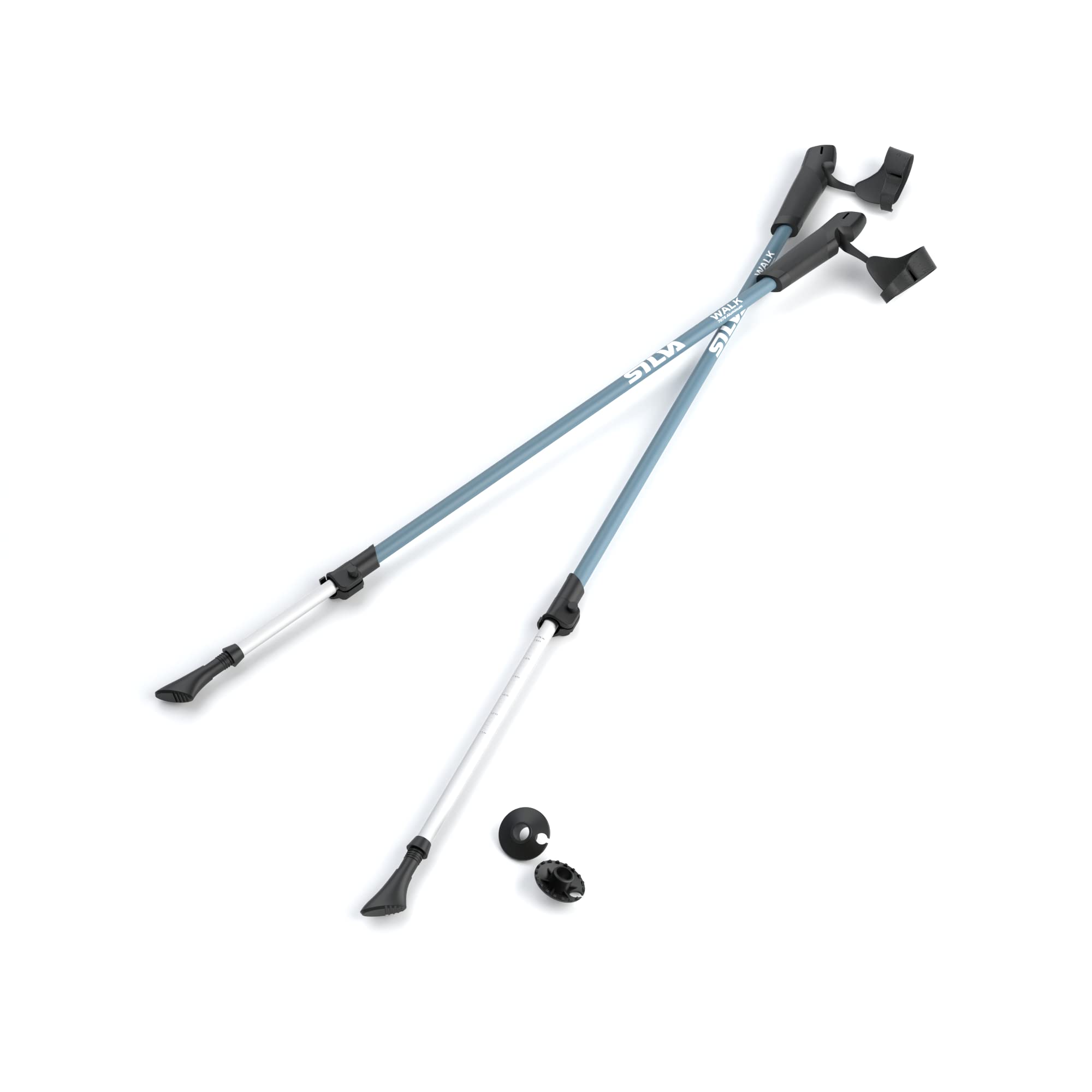 Silva Walking Poles Aluminum - Trekking Poles with Adjustable Length 105-140 cm - Hiking Poles with Rubber Handles - Hiking Stick with Adjustable Wrist Glove - Walking Poles for Men, Women, Seniors