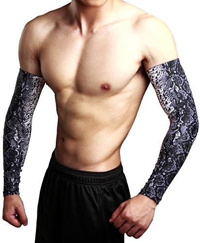 Fashion Tattoo Youth Athelitic Ice-silk Cooling Arm Sleeves UV Protection (Serpentine, M)