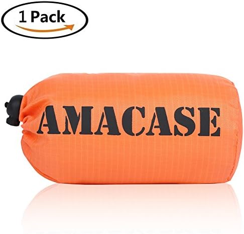 AMACASE Emergency Survival Sleeping Bag - Mylar Emergency Blanket with HeatEcho Thermal Blanket Material &amp; Nylon Bag,Use in Survival Kit,Orange