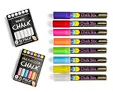 Chalk Markers by Chalk Stix - 8 Neon Liquid Pens and 24 pcs of FREE BONUS Chalk - Reversible Tip, Wet Erase, Washable - Best for Chalkboard Labels, Bistro Glass Window, Non-Porous Surfaces