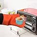 XQQ Silicone Oven Mitts for Cooking, Baking & BBQ, Heat-Resistant Pot Holder, Long Glove With Cotton Lining, 1 Pair ( Set of 2 )Orange Color
