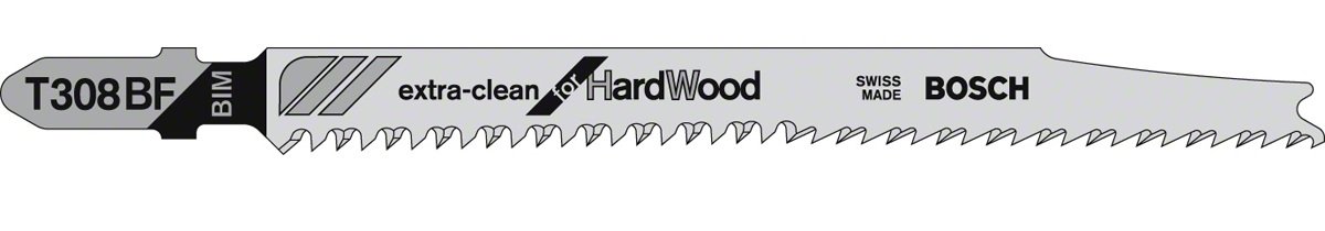 Bosch 2609256A07 HCS - T 308 BF Jig Saw Blade for Clean Cuts Without Splinters Depth 5-50 mm Length 117 mm
