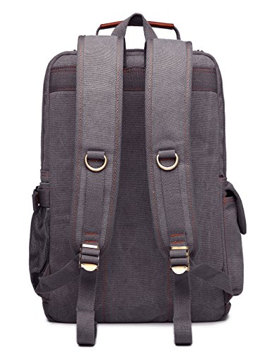 BEFAiR Men's Canvas Vintage Backpack Weekender bag Laptop Backpack Casual bag Grey