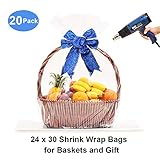 LazyMe Clear Basket Cellophane Shrink Bags, 24x30 inch, Shrink Wrap Bags Large, Clear, 20pcs