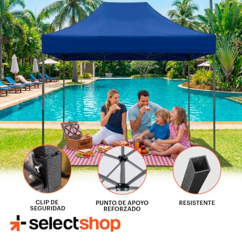 SELECTSHOP Carpa Toldo 2x3M Reforzado Plegable Impermeable Facil Armado Y Transporte para Jardín Casa Exterior Uso Rudo Acero Lona (Azul)