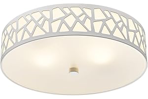 VICNIE 2-Light Flush Mount Ceiling Light, 12 inch Modern Ceiling Light Fixture with White Metal and Frosted Glass Shade for H