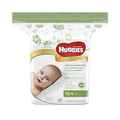 HUGGIES Natural Care Baby Wipes, Refill Pack (184 Sheets Total), Fragrance-free, Alcohol-free, Hypoallergenic