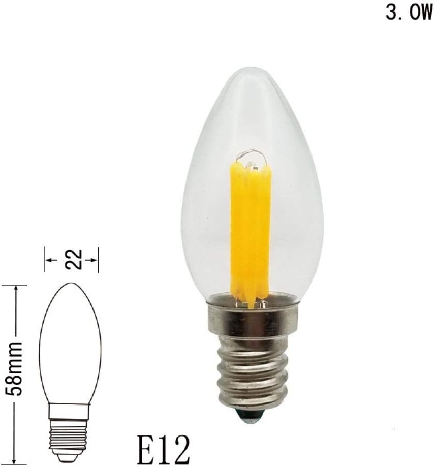Refrigerator and Freezer Lamp Bulb, Led Filament Light Candle Light E12 Screw Light Bulb 3W 12V