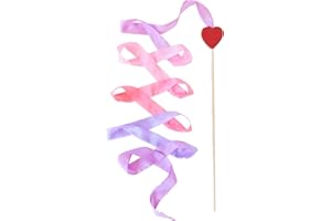 Sarah's Silks - Heart Silk Streamer, Baltic Birch Wood, 100% Real Silk, 8-Foot Long 1-Inch Wide Ribbon Dancer Wand