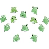 DELORIGIN 12Pcs Frog Lampwork Beads Cartoon Animals Green Beads Jewelry Making 15mm Loose Round Beads Spacer Glass Beads for DIY Necklace Bracelet Ring Earring Handmade Crafts Accessories