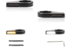 FACAILAHA Motorcycle Front Fork LED Turn Signals Universal Sequential Switchback Running Lights 12V Amber Blinkers W/Mounting Bracket fit Honda Harley Yamaha Suzuki Kawasaki