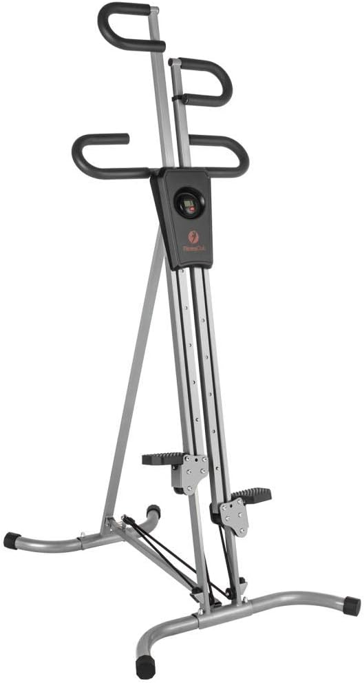 Vertical Climber Climbing Machine Cardio Workout Exercise Machine with Adjustable Resistance and LCD Monitor for Home Gym Fitness