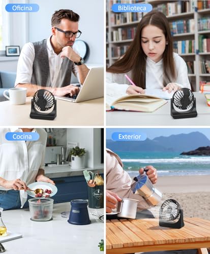 PALATALA Desk Fan, USB Fan Silent Powerful Table Fan for Bedroom, Mini Desk Fan USB Rechargeable, 360° Rotation Portable Small Fan for Desktop, Office, Home, Bedroom, Camping, Travel, Summer, Black