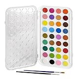 Artlicious - 36 Watercolor Cakes Paint Set with Built In Palette Lid Case & 2 Brushes