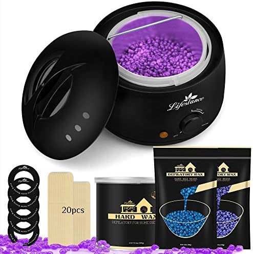 Waxing Kit, Lifestance European Wax Warmer Hair Removal Wax Kit with 17.6oz Hard Wax Beans for Eyebrow Facial Body Brazilian Waxing Cera Para Depilar
