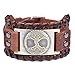 HAQUIL Viking Bracelet for Men, Tree of Life Yggdrasil Talisman, Nordic Brown Wide Leather Wristband, Viking Jewelry Gifts