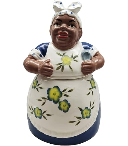 aunt jemima cookie jar blue dress ACK African American Women Ceramic with Lid and and Rubber Seal, Food Storage Jar, Kitchen Décor, Snack Storage Container for Cookie, Candy and More: Home & Kitchen long sleeve mini dress