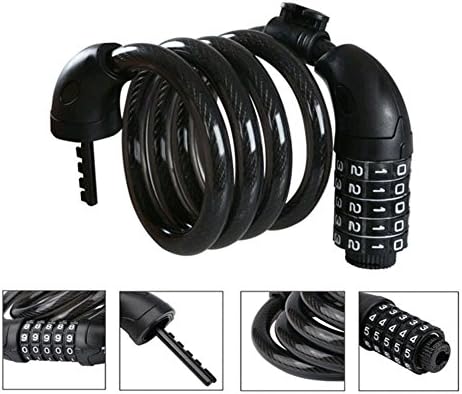 BESNLI Bike Lock Cable 4-Feet Bike Cable Basic Self Coiling Resettable 5-Digit Combination with Complimentary Mounting Bracket (Black)