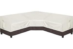 Easy-Going Outdoor V-Shaped Sectional Sofa Cover 100"X100" UV Resistant Patio Sectional Couch Cover Waterproof Lawn Patio Furniture Cover, Beige/Brown