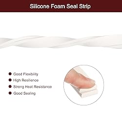 uxcell Silicone Foam Seal Strip, 0.12" x 0.4" x