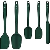 HOTEC Set of 5 Silicone Rubber Spatulas Heat Resistant up to 600°F - BPA Free - Dishwasher Safe for Non-Stick Cookware - Dark