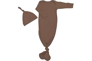 Yaana Banana Newborn Unisex Knotted Cuffed Sleeve Baby Sleepwear Gown with 100% Organic Bamboo Rayon- Gender Neutral Clothes