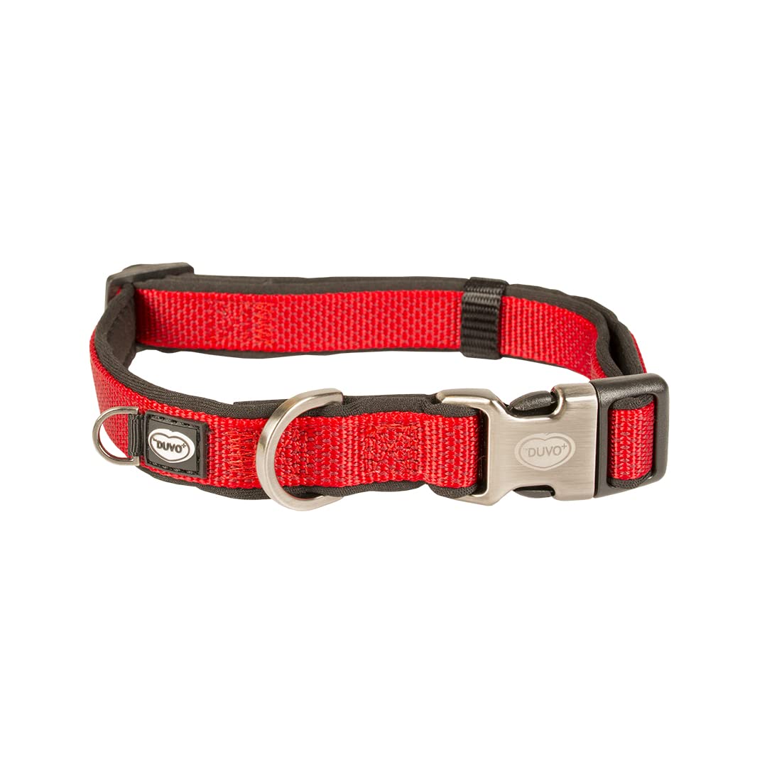 duvoplus, Ga me Explor North, bequemes und zeitgenössisches Hundehalsband, Größe 30-45 cm/15 mm, Rot, ideal für Spaziergänge und abenteuerliche Expeditionen