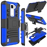 LG K8 Case, Escape 3 Case, Phoenix 2 Case, Zenic(TM) Hybrid Dual Layer Armor Defender Full-body Protective Case Cover with Kickstand & Belt Clip Holster Combo Cover (Dark Blue)