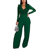 Moonlips Women's elegant jumpsuitsfashionable casual work club wide-leg pants