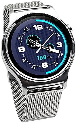 TekBow Circular Dial Smart Watch Waterproof Bluetooth Smartwatch Support Adsorption Charging Pedometer Sleep Monitoring BT Music Bluetooth Camera for IOS and Android Smartphone (Silvery)