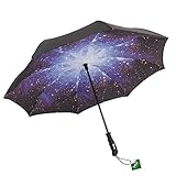 Repel Reverse Folding Umbrella with 2 Layered Teflon Canopy and Reinforced Fiberglass Ribs (Starry Night)