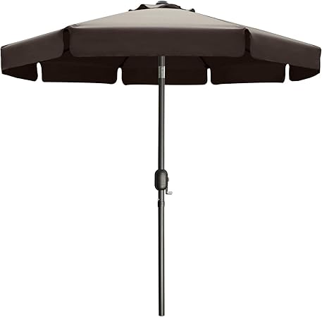 9ft Outdoor Garden Table Umbrella Patio Umbrella Market Umbrella With Push Button Tilt For Pool Deck Backyard And Garden 13 Colors 8 Ribs Wave Edge Brown Amazon Co Uk Garden Outdoors